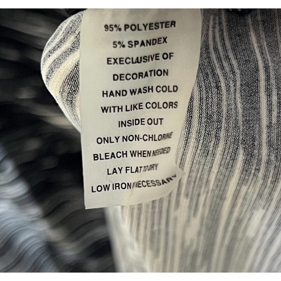 Calvin Klein Draped Scoop Neck Top Womens Size XL Stretch 3/4 Sleeve Black White - Picture 4 of 7